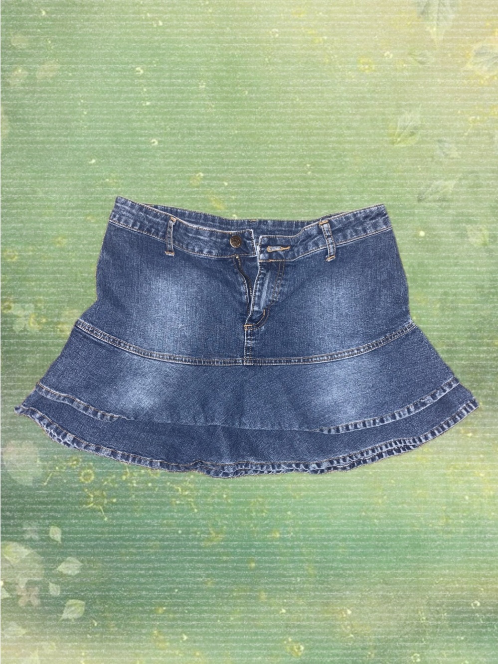 Women's Blue Denim Mini Skirt with Flared Hem